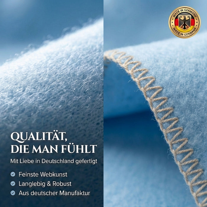 Babydecke blau Bio-Merinowolle 75x100cm | 100% deutsche Premium Schurwolle | atmungsaktiv
