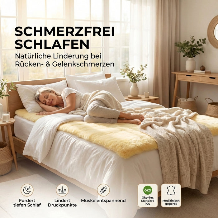 Lammfell Bettauflage in div. Größen | Premium Oeko-Tex | Echtes Merino Unterbett