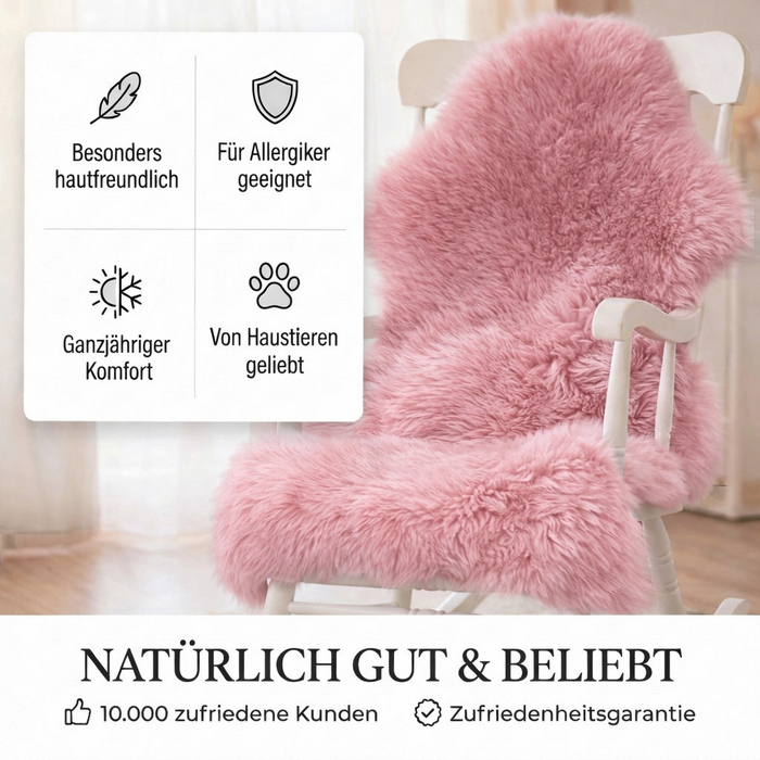 Lammfell rosa 90-100cm LANABEST Premium | medizinische Gerbung | chromfrei, aluminiumfrei
