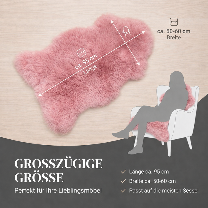 Lammfell rosa 90-100cm LANABEST Premium | medizinische Gerbung | chromfrei, aluminiumfrei