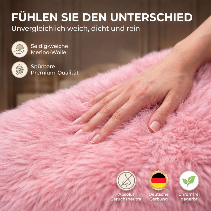 Lammfell rosa 90-100cm LANABEST Premium | medizinische Gerbung
