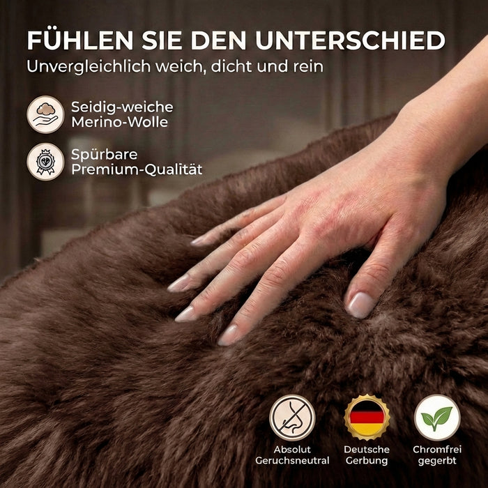 Lammfell braun 90-100cm LANABEST Premium | medizinische Gerbung | chromfrei, aluminiumfrei