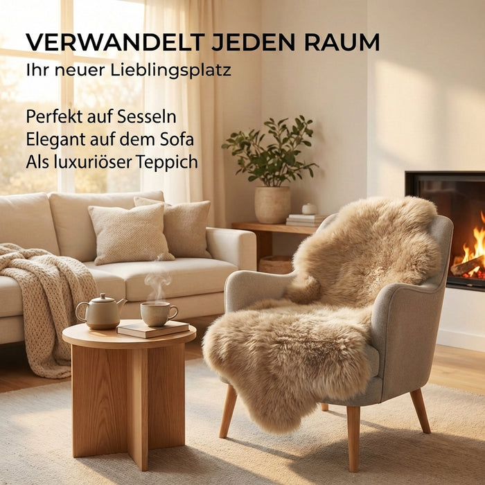 Lammfell beige XXL SuperPremium | extra groß | 110-120 cm