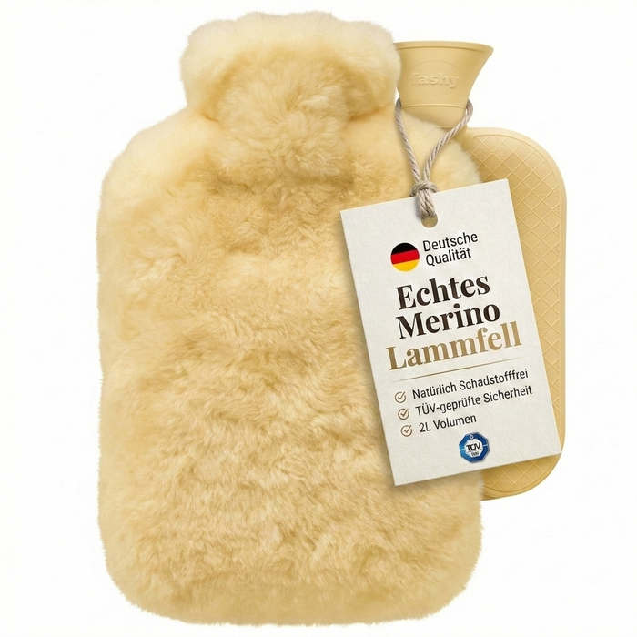 Lammfell Wärmflasche | 2 Liter | Made in Germany | kuschelweich