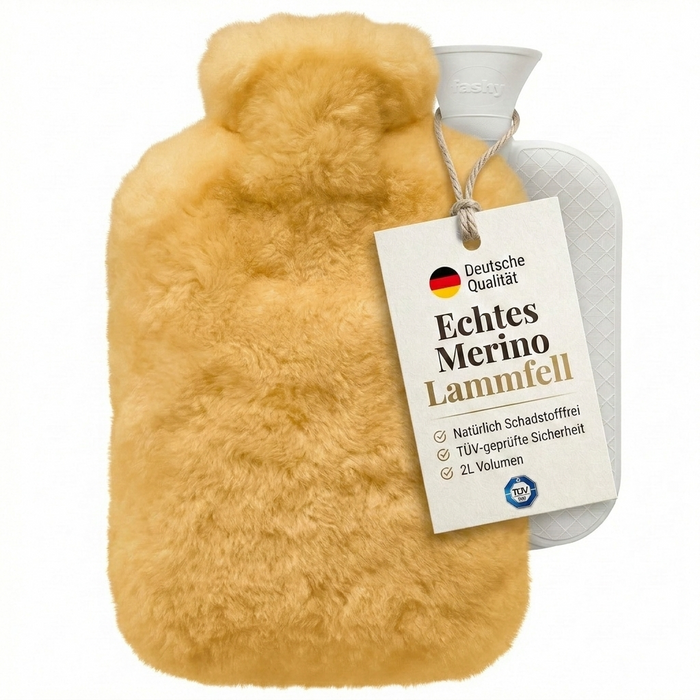 Lammfell Wärmflasche | 2 Liter | Made in Germany | kuschelweich