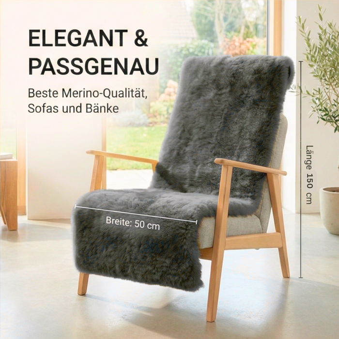 Lammfell Sesselauflage Premium | schwarz-grau Merino | waschbar