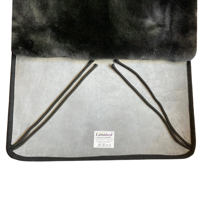 Lammfell Sesselauflage Premium | schwarz-grau Merino | waschbar