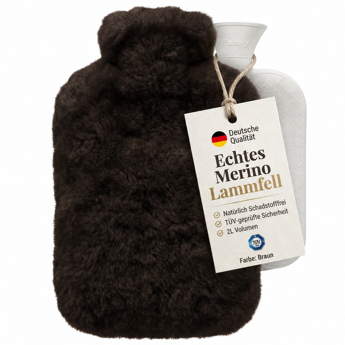 Lammfell Wärmflasche | 2 Liter | Made in Germany | kuschelweich
