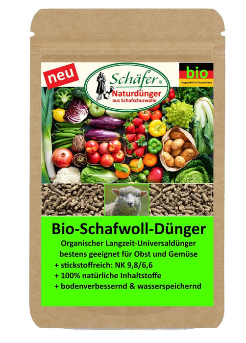 Biodünger Premium | deutsche Schafwolle in Pellets | Stickstoffreicher Universaldünger | 850g - Lanamed.de