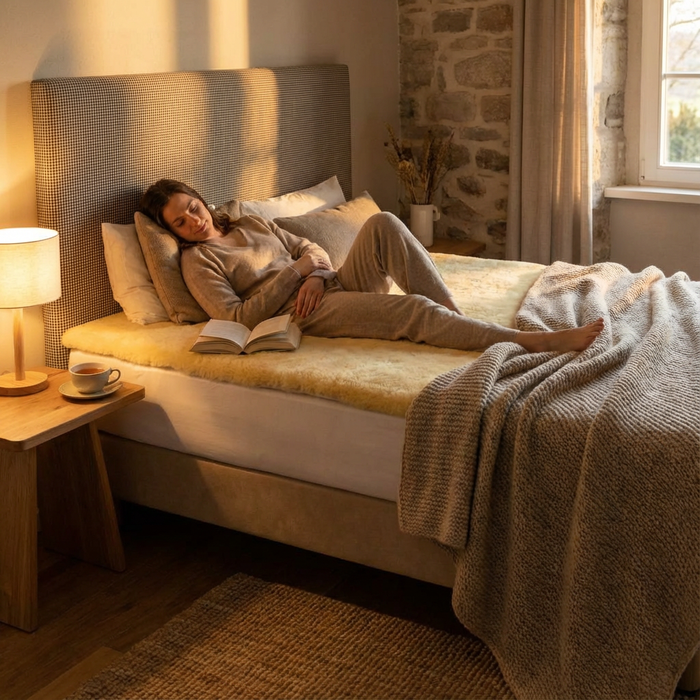 Lammfell Bettauflage in div. Größen | Premium Oeko-Tex | Echtes Merino Unterbett