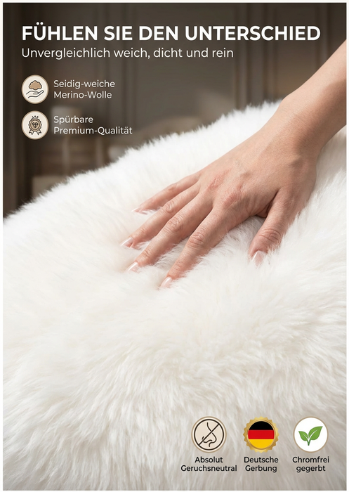 SuperPremium weißes Lammfell XXL | extra groß | 110-120 cm