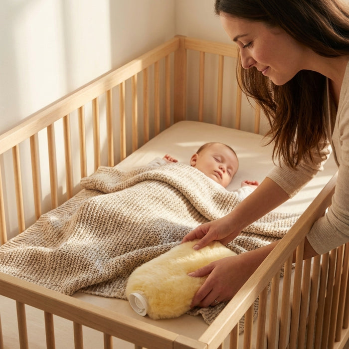 Wärmflasche klein für Babys aus Merino-Lammfell | Made in Germany | kuschelweich