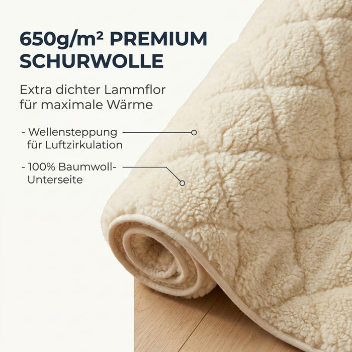 Schurwoll Matratzenauflage Premium | Oeko-Tex | waschbar