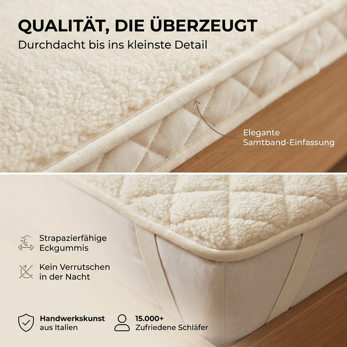 Schurwoll Matratzenauflage Premium | Oeko-Tex | waschbar