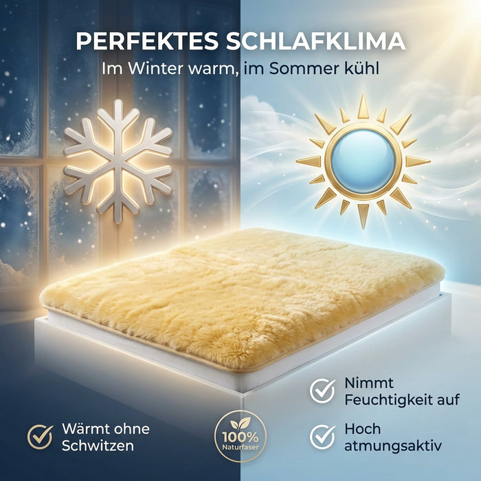 Lammfell Bettauflage in div. Größen | Premium Oeko-Tex | Echtes Merino Unterbett