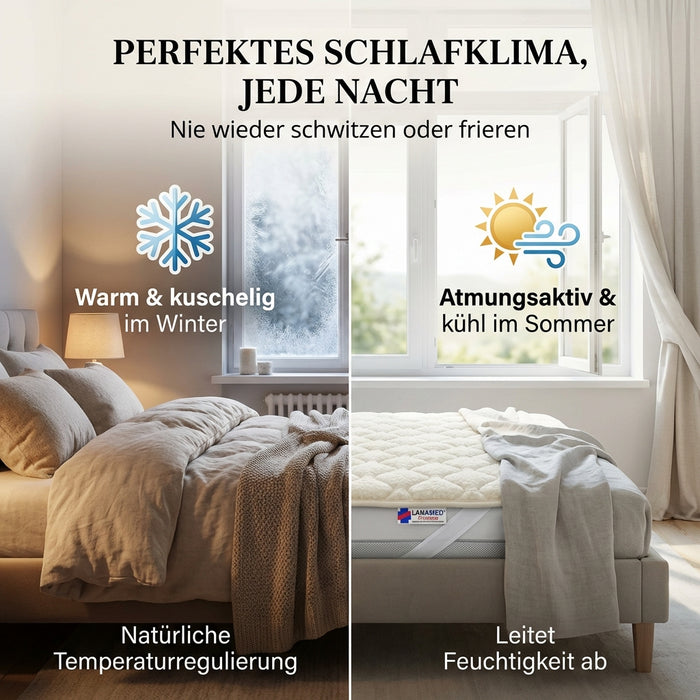 Schurwoll Matratzenauflage Premium | Oeko-Tex | waschbar