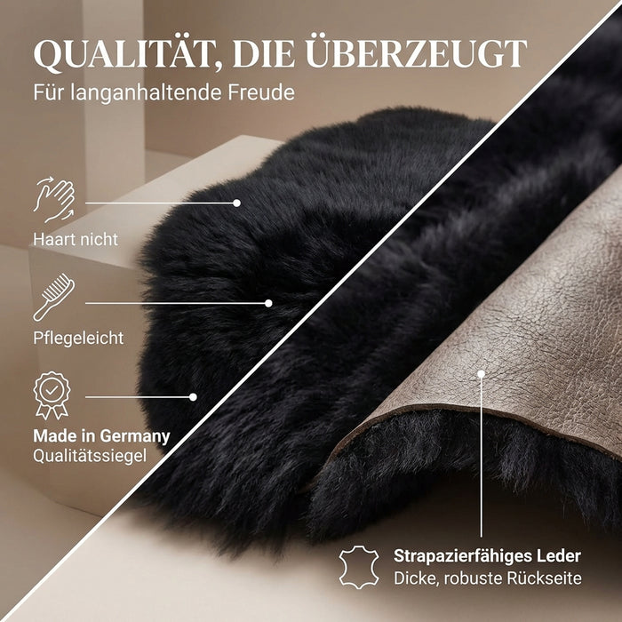 Lammfell 90-100cm schwarz/grau LANABEST Premium | medizinische Gerbung | chromfrei, aluminiumfrei