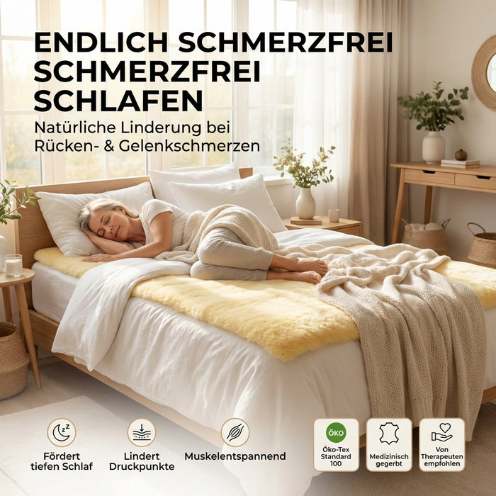 Lammfell Bettauflage in div. Größen | Premium Oeko-Tex | Echtes Merino Unterbett