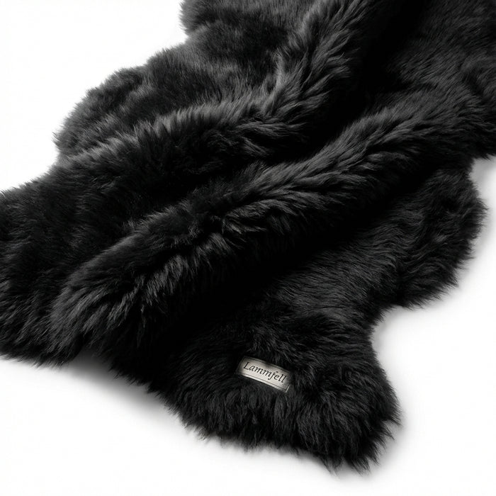 Lammfell 90-100cm schwarz/grau LANABEST Premium | medizinische Gerbung | chromfrei, aluminiumfrei