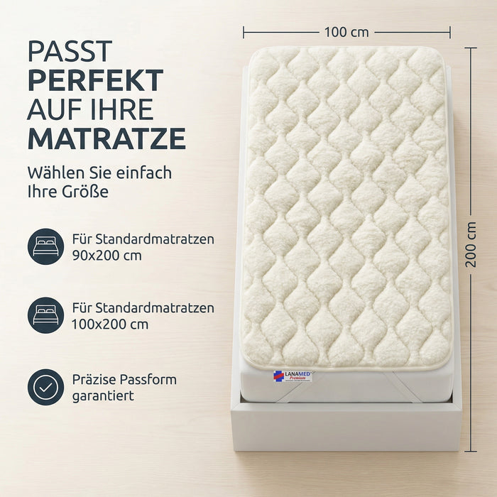 Schurwoll Matratzenauflage Premium | Oeko-Tex | waschbar