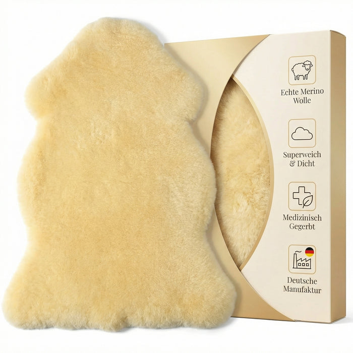 Lammfell LANABEST Premium | Oeko-Tex | Komfort Merino naturweiß | Vergleichssieger