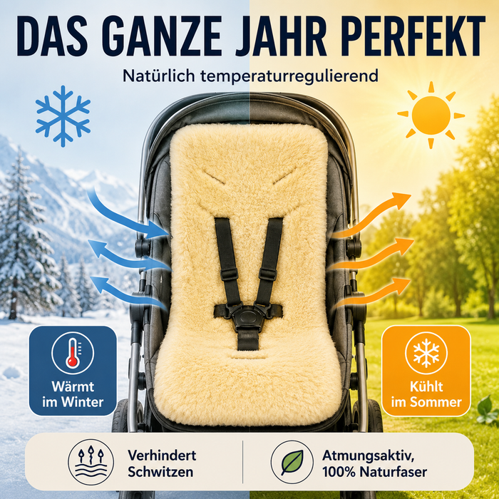 Lammfell-Einlage für Babys im Kinderwagen - 72x35cm - Oekotex