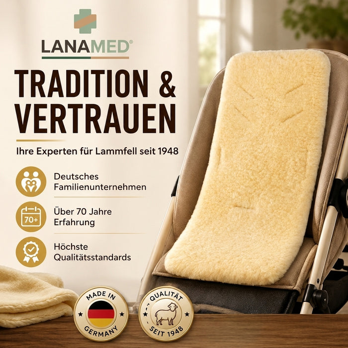 Lammfell-Einlage für Babys im Kinderwagen - 72x35cm - Oekotex