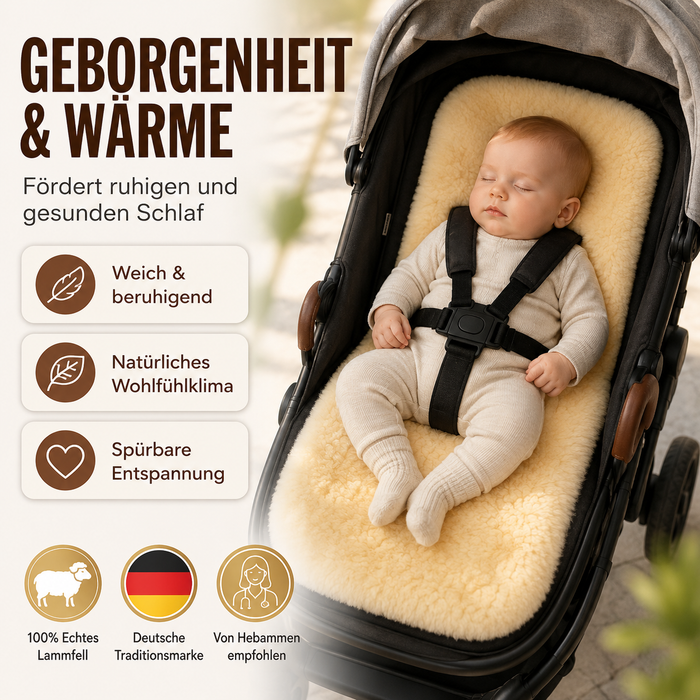 Lammfell-Einlage für Buggys und Kinderwagen - 72x35cm - Oeko-Tex