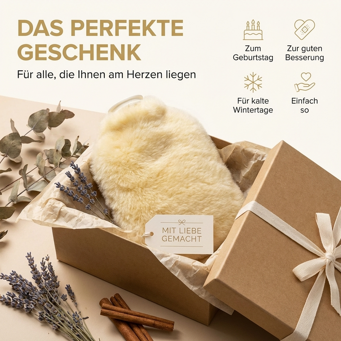 Wärmflasche klein für Babys aus Merino-Lammfell | Made in Germany | kuschelweich