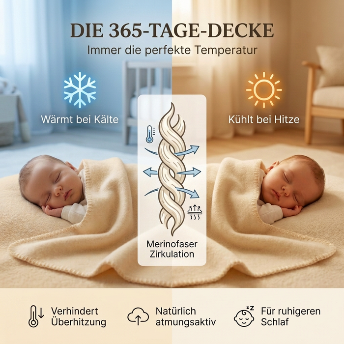 Babydecke natur-weiß Bio-Merinowolle 75x100cm | 100% deutsche Premium Schurwolle | atmungsaktiv