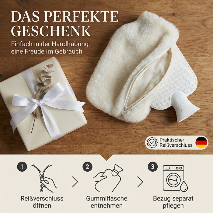 Lammfell Wärmflasche | 2 Liter | Made in Germany | kuschelweich