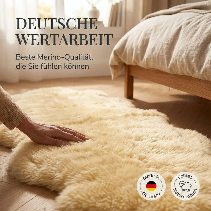 Merino Lammfell Teppich Premium | Doppelfell 200cm | chromfrei gegerbt Oekotex