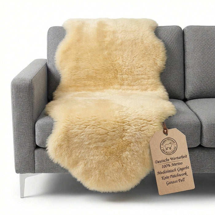 Merino Lammfell Sesselauflage Premium | Doppelfell 200cm | chromfrei gegerbt