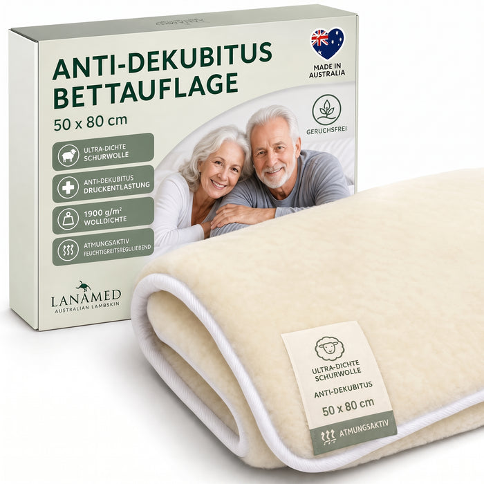 Anti-Dekubitus Bett-Auflage in div. Größen | australische Schurwolle | AS 4480.1 - 1900g/m²