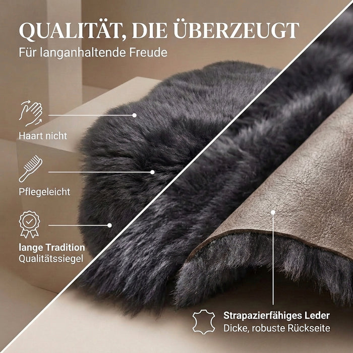 Lammfell 90-100cm schwarz/grau LANABEST Premium | medizinische Gerbung | chromfrei, aluminiumfrei