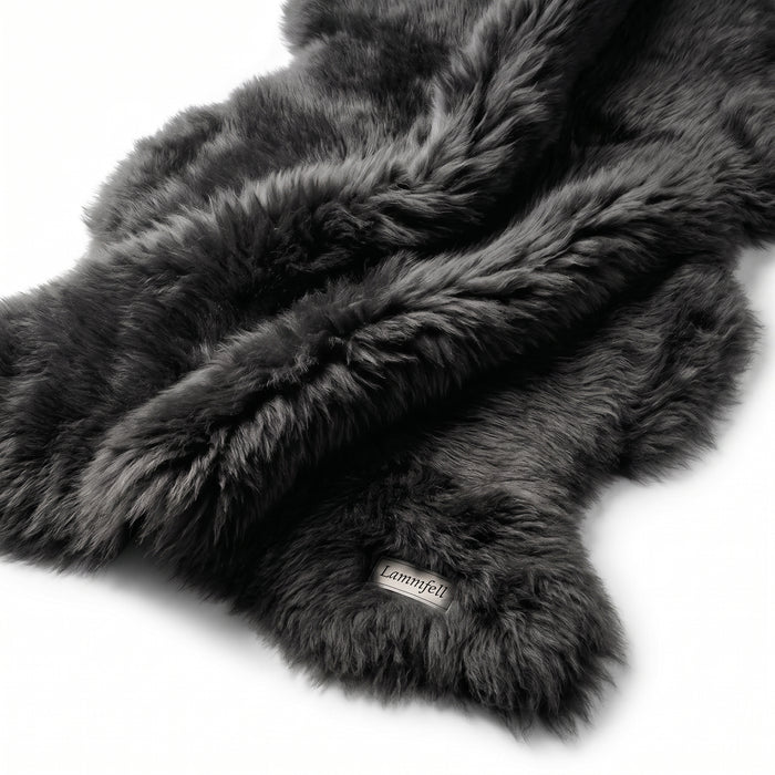 Lammfell 90-100cm schwarz/grau LANABEST Premium | medizinische Gerbung | chromfrei, aluminiumfrei