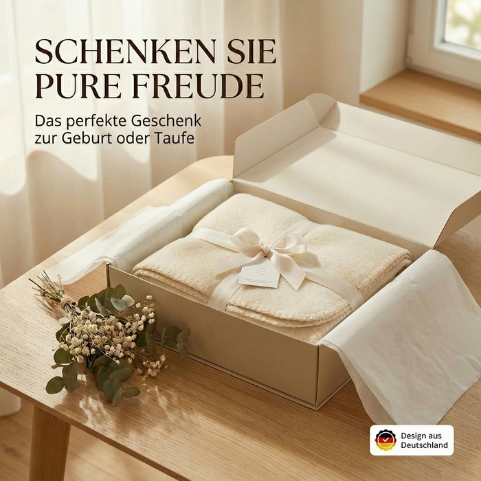 Babydecke natur-weiß Bio-Merinowolle 75x100cm | 100% deutsche Premium Schurwolle | atmungsaktiv